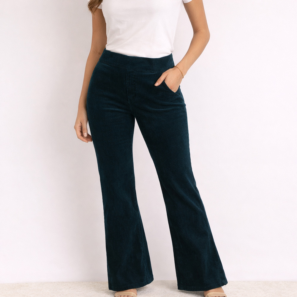 Anthro Pilcro Velvet Flare Pants S Pull On Mid Rise Retro Boho Stretch